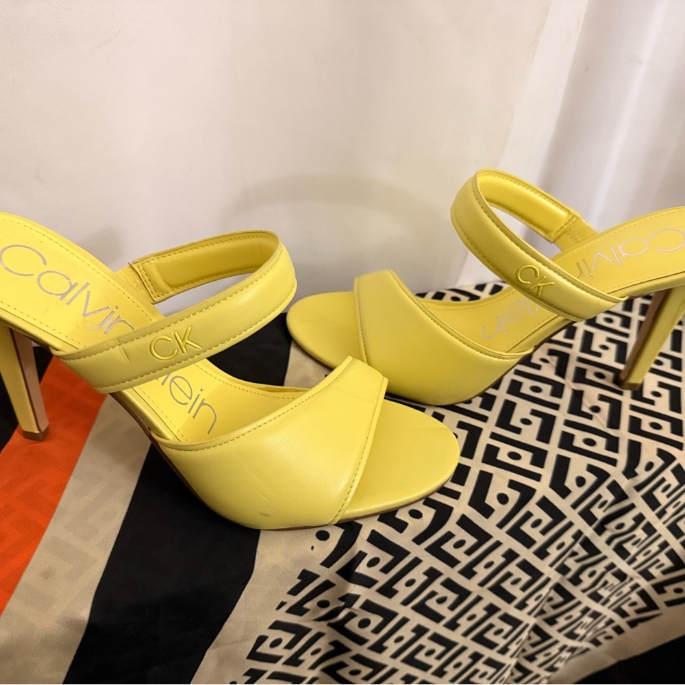Calvin Klein Bright Yellow Heeled Sandals